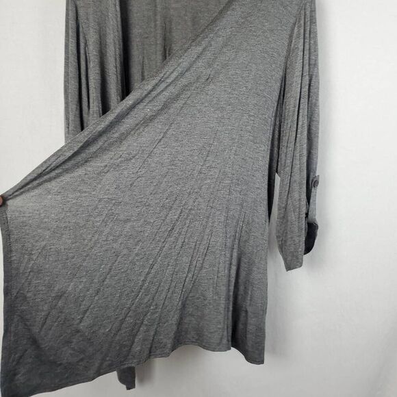 AGB 2X Plus Gray Open Front Cardigan Sweater - Picture 4 of 8